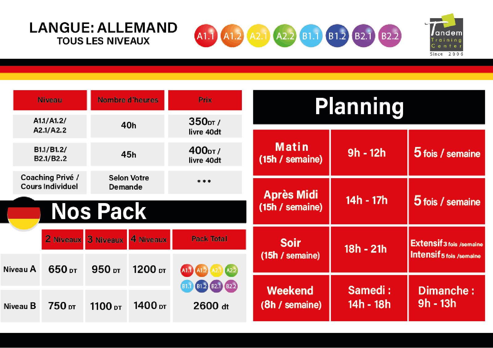 affiche TANDEM Cours extensif d'allemand